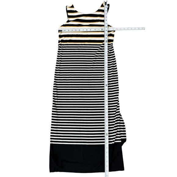 Loft Womens Size XS Striped Maxi Dress Black Yellow White Summer Beach Stretch - Picture 5 of 8